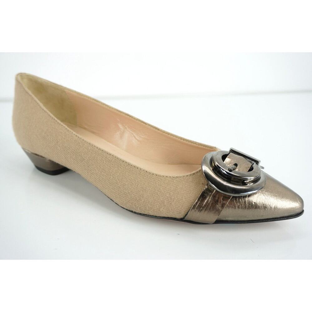 Claudia Ciuti Nude Thea Buckle Cap Pointed Low Heels Pumps Size 7 New $300